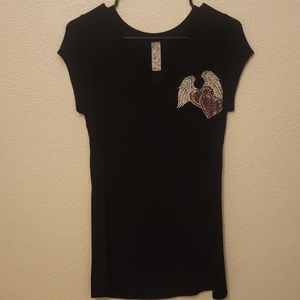 S-Twelve Clothing Co. Black T-Shirt with Rhinestone Womens Size Medium